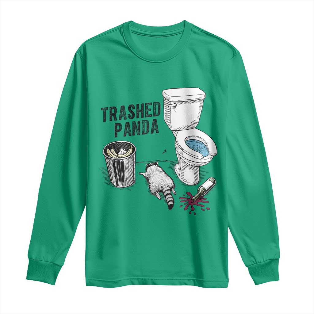 Trashed Panda Long Sleeve Shirt Funny Drunk Racoon Meme - Wonder Print Shop