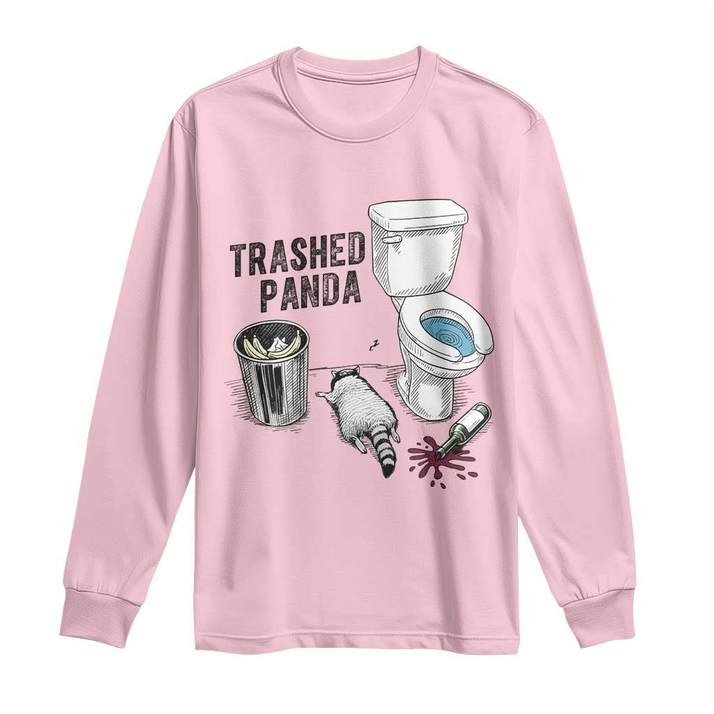 Trashed Panda Long Sleeve Shirt Funny Drunk Racoon Meme - Wonder Print Shop