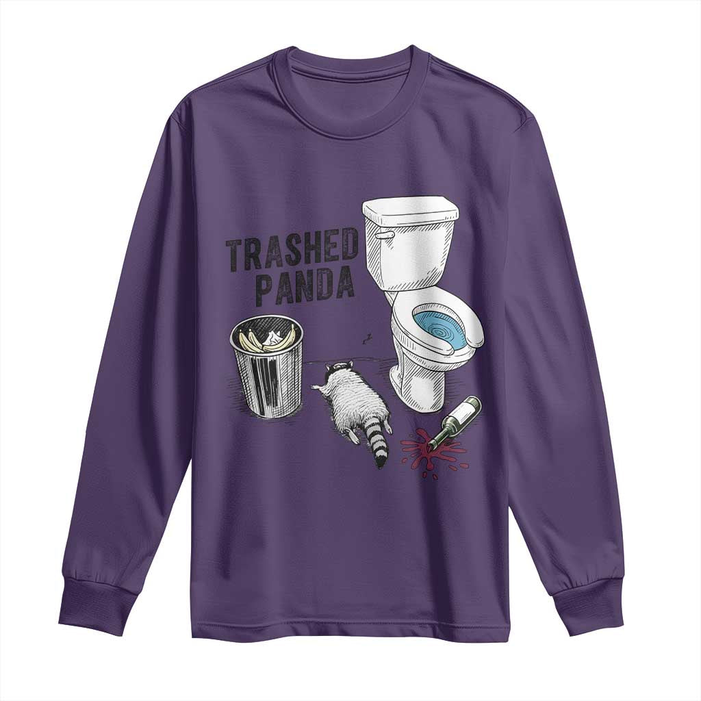 Trashed Panda Long Sleeve Shirt Funny Drunk Racoon Meme - Wonder Print Shop