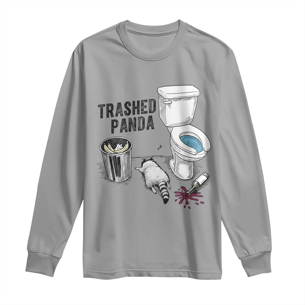 Trashed Panda Long Sleeve Shirt Funny Drunk Racoon Meme - Wonder Print Shop