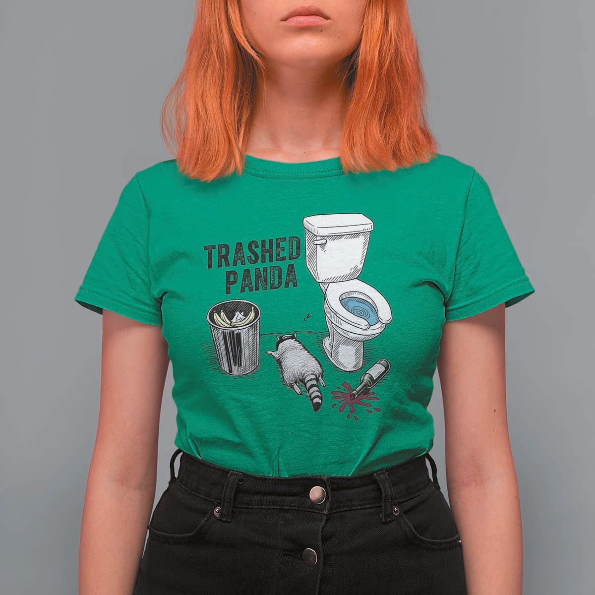 Trashed Panda T Shirt For Women Funny Drunk Racoon Meme - Wonder Print Shop