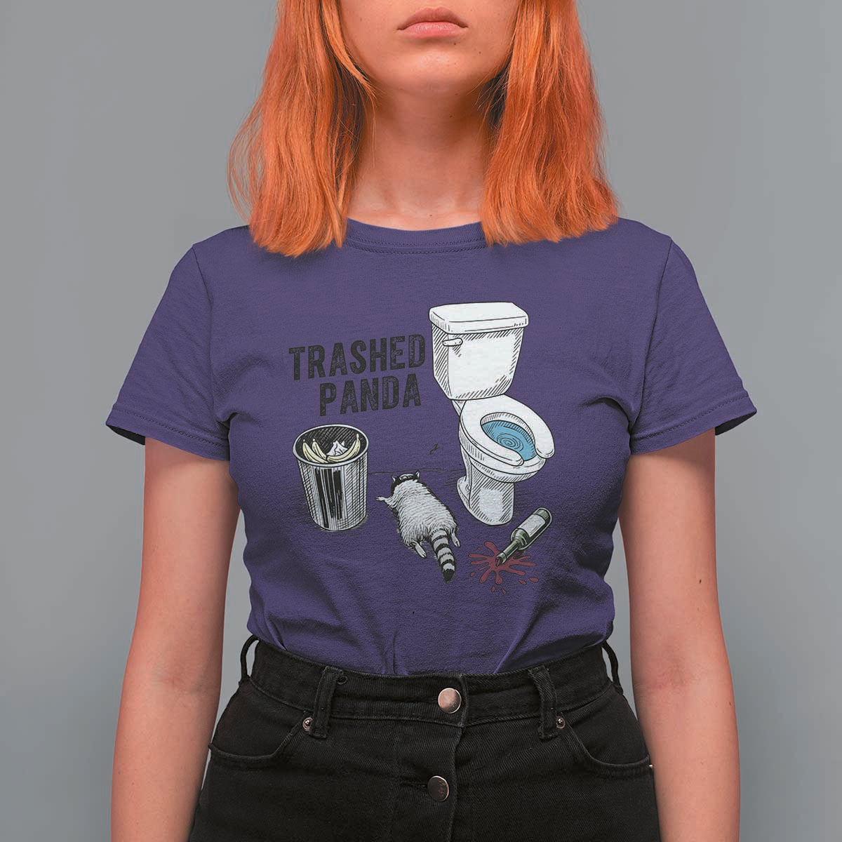 Trashed Panda T Shirt For Women Funny Drunk Racoon Meme - Wonder Print Shop