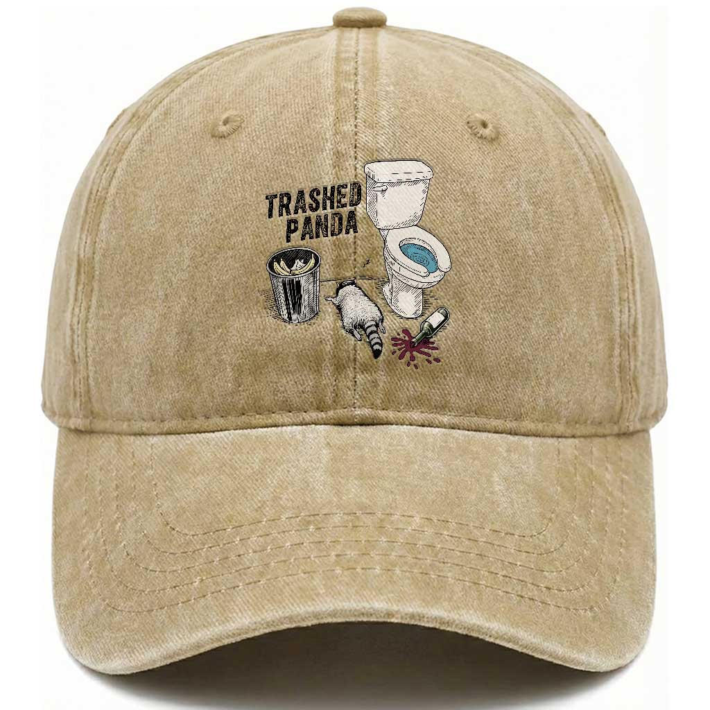 Trashed Panda Washed Cotton Baseball Cap Funny Drunk Racoon Meme
