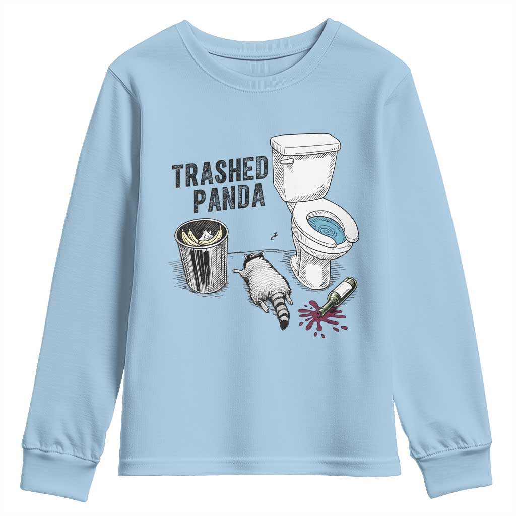 Trashed Panda Youth Sweatshirt Funny Drunk Racoon Meme - Wonder Print Shop