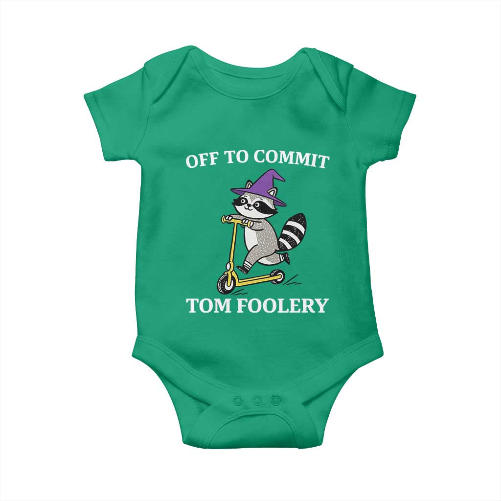 Funny Raccoon Scooter Meme Baby Onesie Off To Commit Tom Foolery - Wonder Print Shop