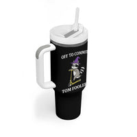 Funny Raccoon Scooter Meme Tumbler With Handle Off To Commit Tom Foolery - Wonder Print Shop