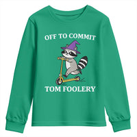 Funny Raccoon Scooter Meme Youth Sweatshirt Off To Commit Tom Foolery - Wonder Print Shop