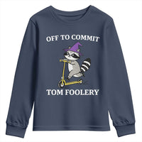 Funny Raccoon Scooter Meme Youth Sweatshirt Off To Commit Tom Foolery - Wonder Print Shop