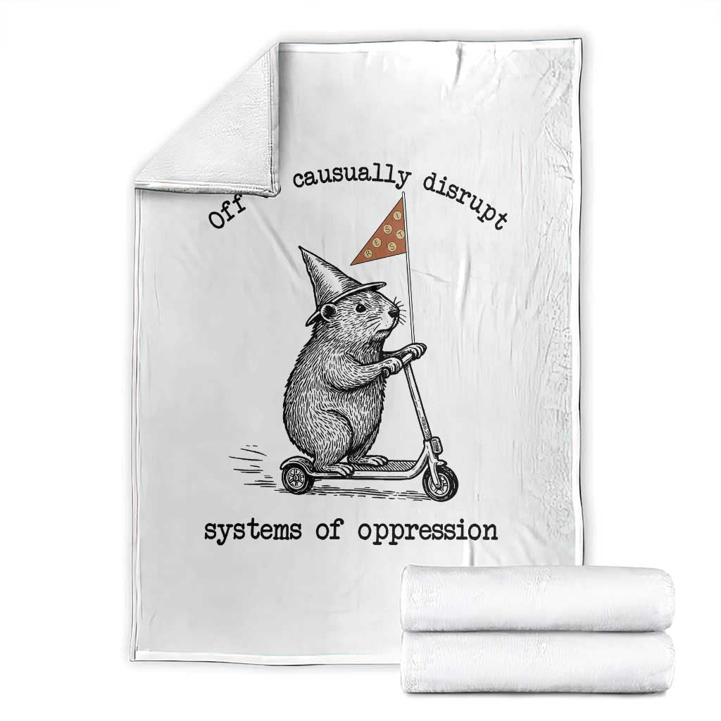 Funny Groundhog Scooter Meme Throw Blanket Off To Causually Disrupt System Of Oppression - Wonder Print Shop