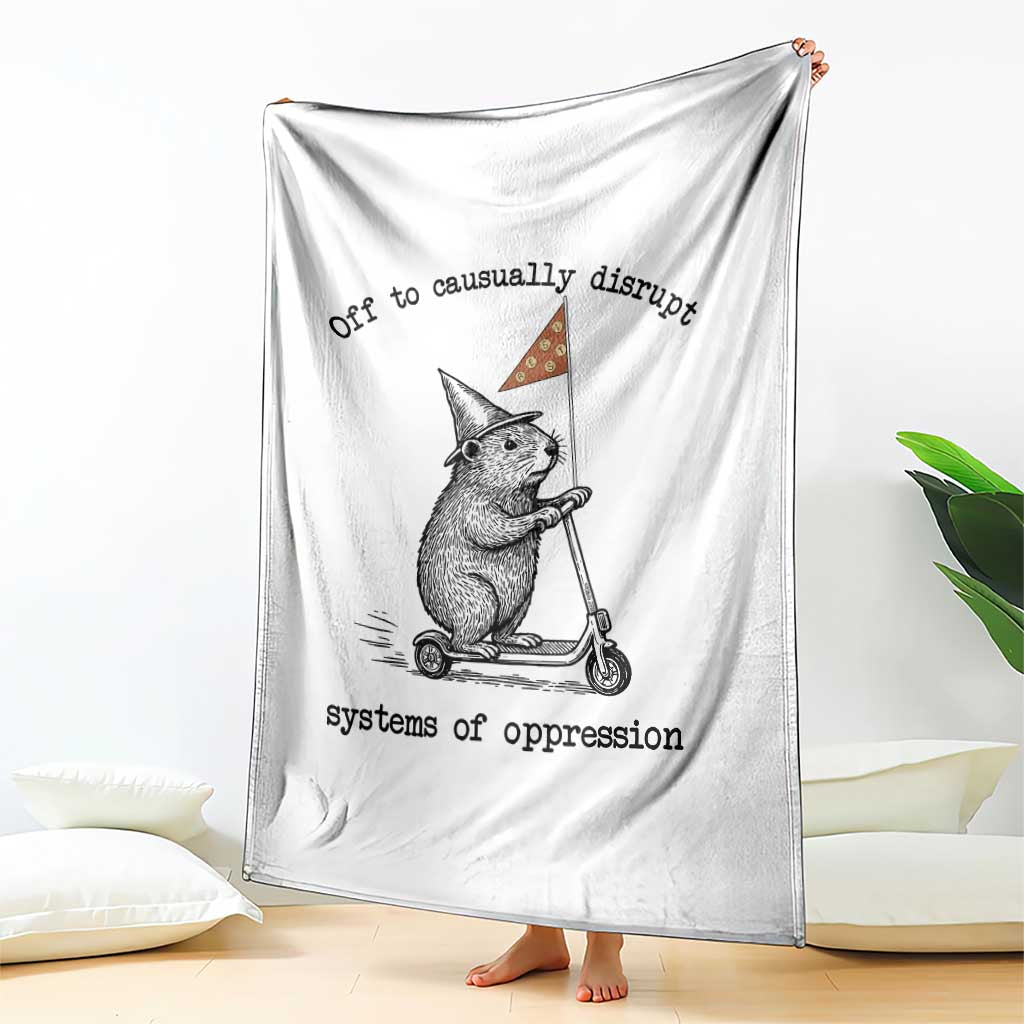 Funny Groundhog Scooter Meme Throw Blanket Off To Causually Disrupt System Of Oppression - Wonder Print Shop