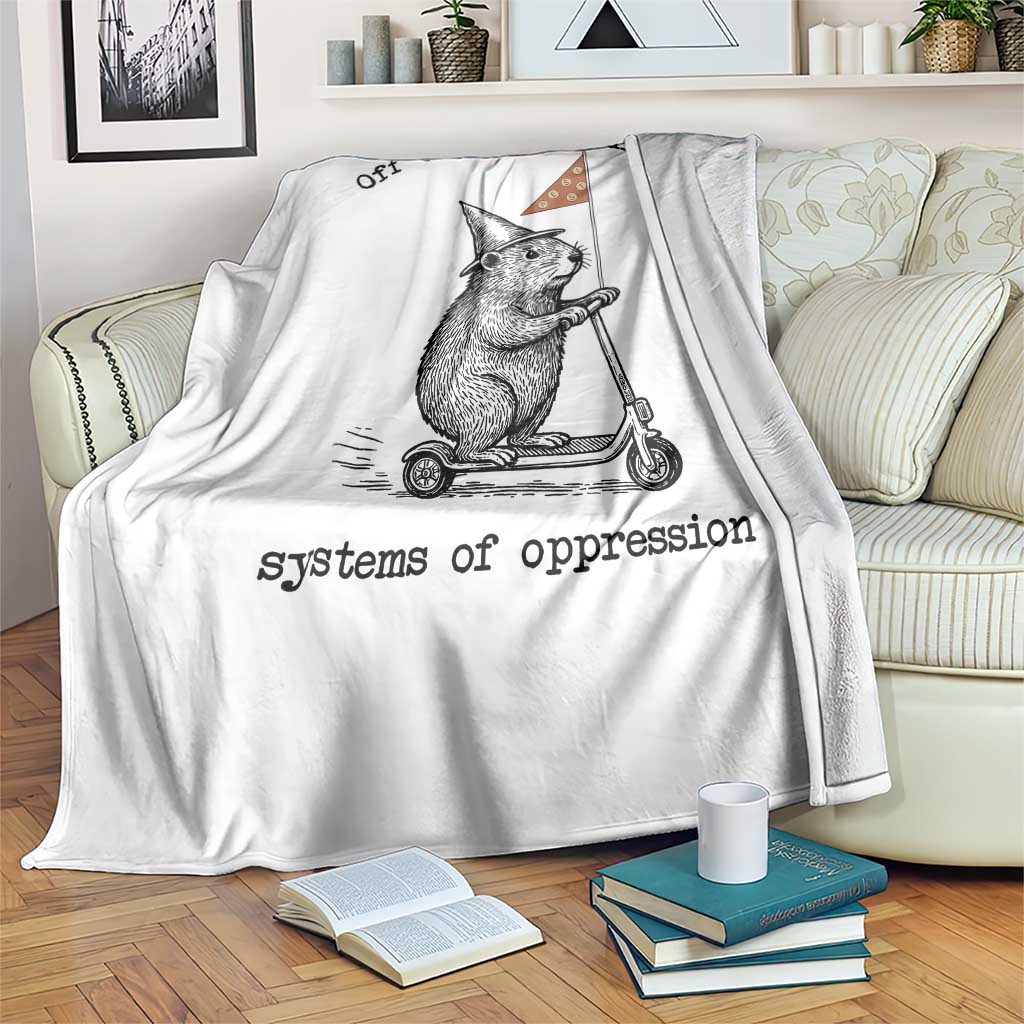Funny Groundhog Scooter Meme Throw Blanket Off To Causually Disrupt System Of Oppression - Wonder Print Shop