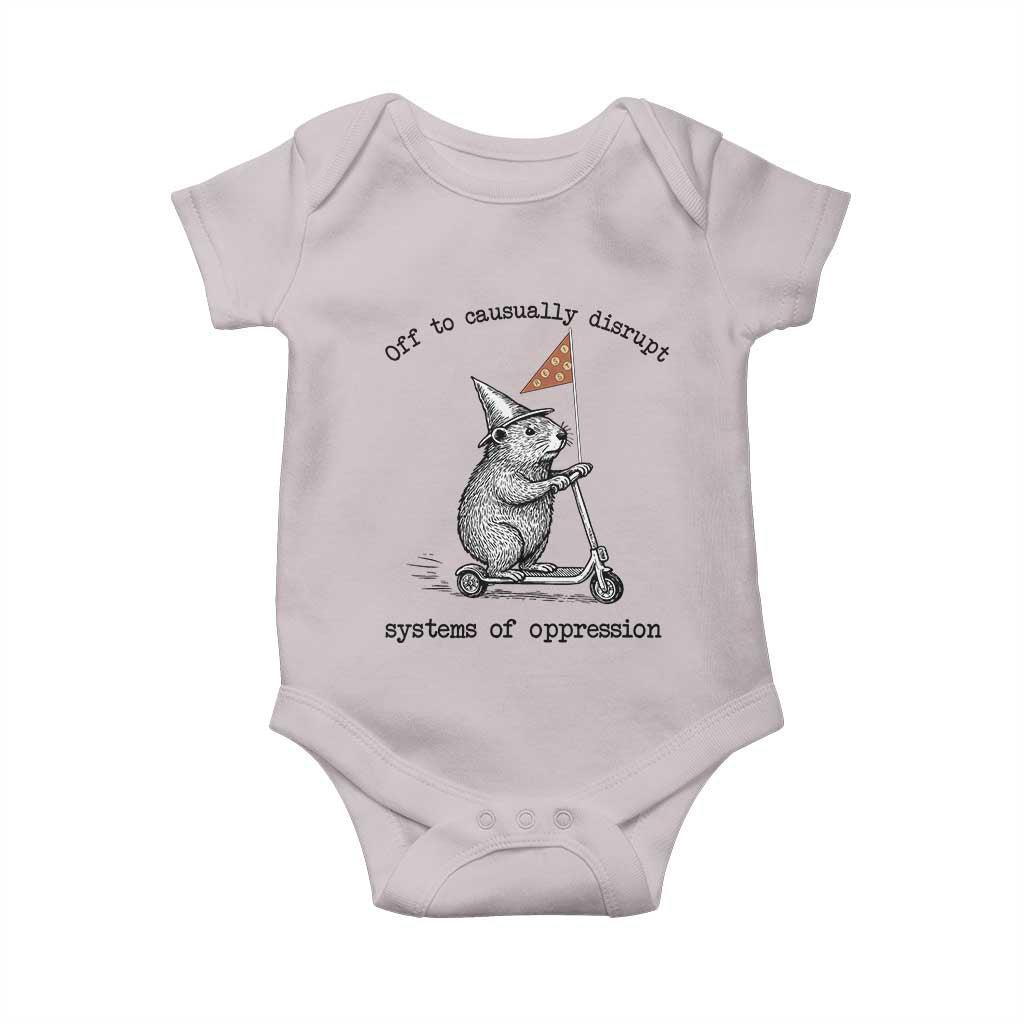 Funny Groundhog Scooter Meme Baby Onesie Off To Causually Disrupt System Of Oppression - Wonder Print Shop