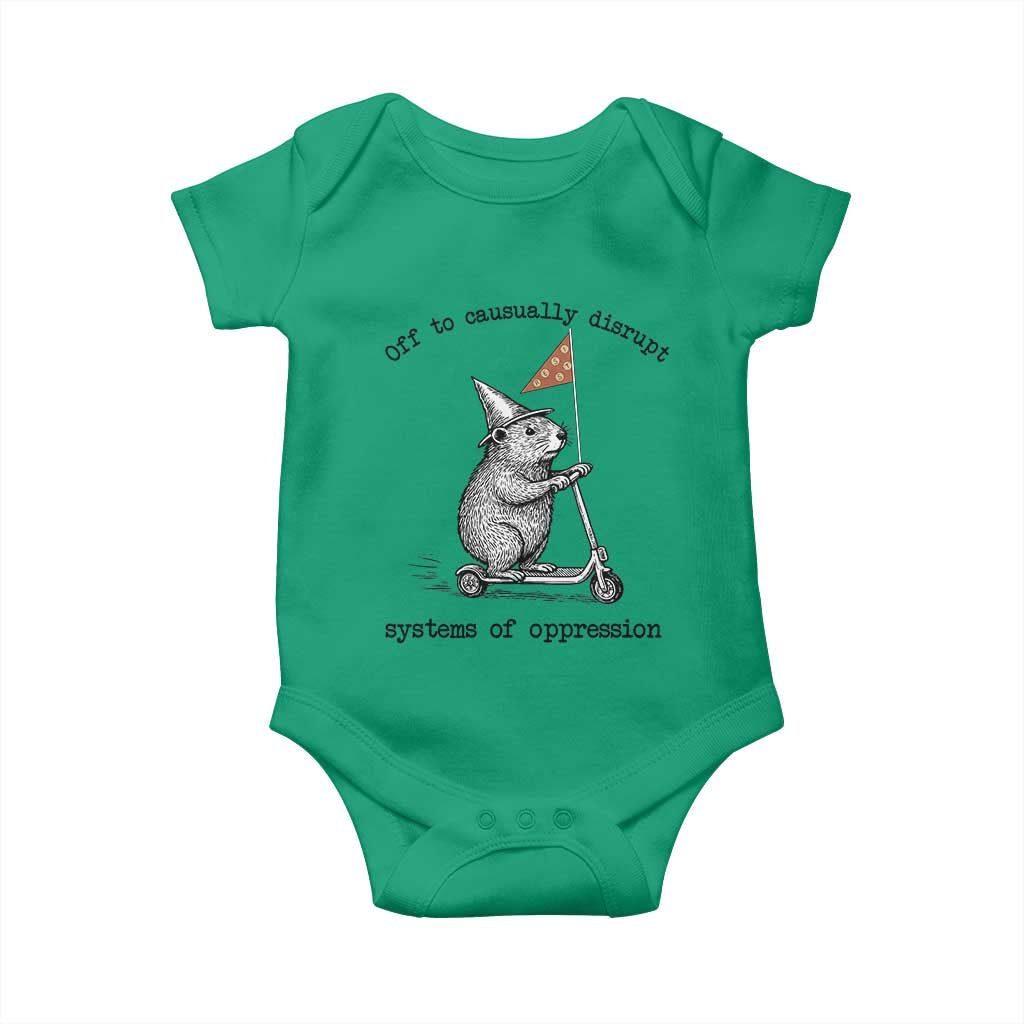 Funny Groundhog Scooter Meme Baby Onesie Off To Causually Disrupt System Of Oppression - Wonder Print Shop