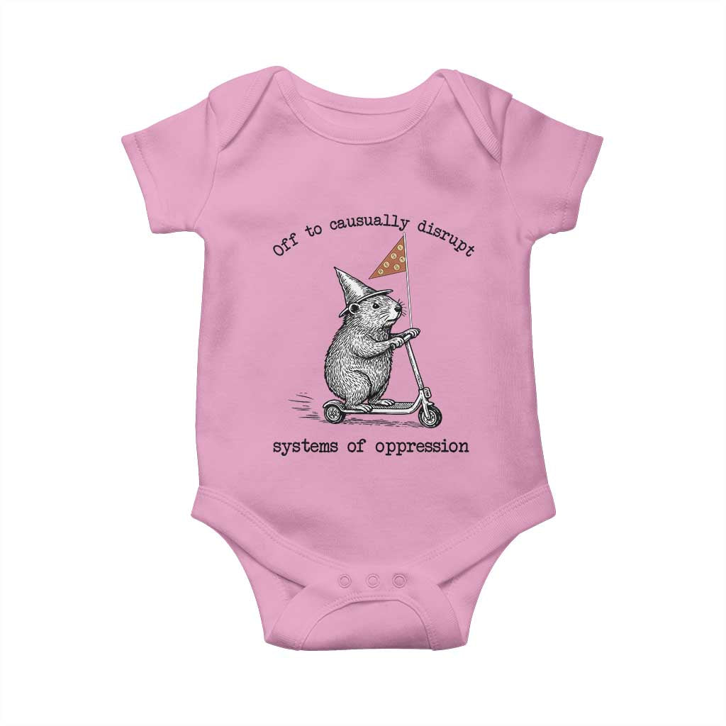 Funny Groundhog Scooter Meme Baby Onesie Off To Causually Disrupt System Of Oppression - Wonder Print Shop