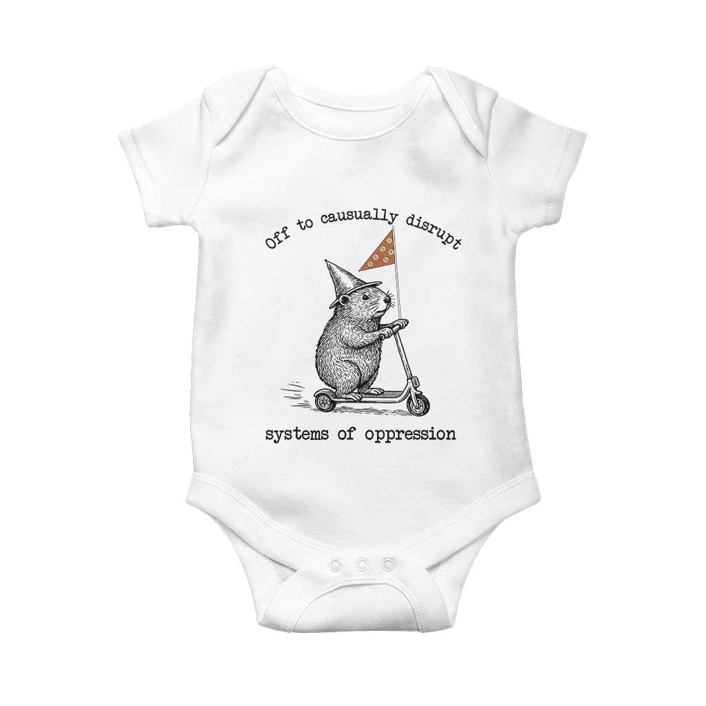 Funny Groundhog Scooter Meme Baby Onesie Off To Causually Disrupt System Of Oppression - Wonder Print Shop