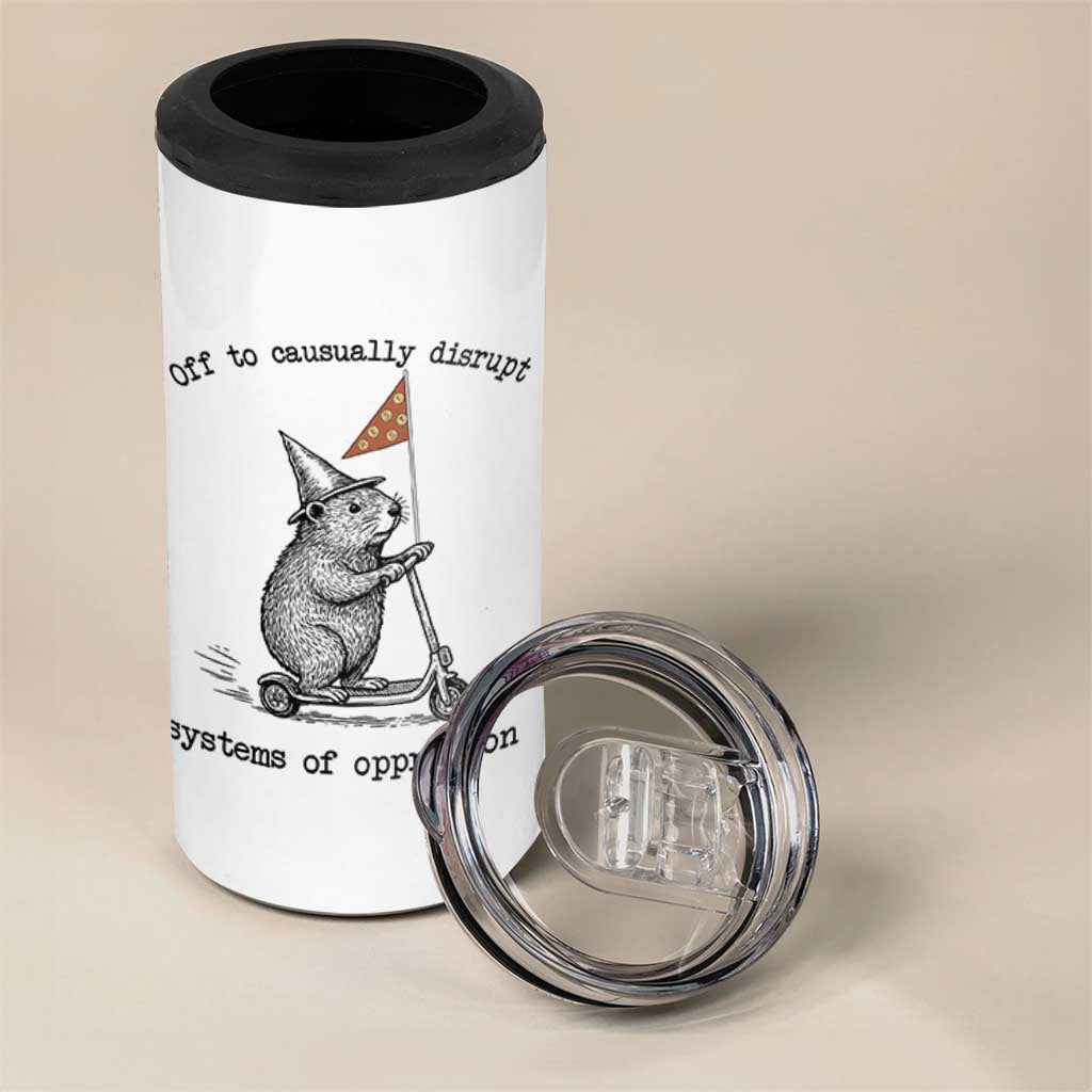 Funny Groundhog Scooter Meme 4 in 1 Can Cooler Tumbler Off To Causually Disrupt System Of Oppression - Wonder Print Shop