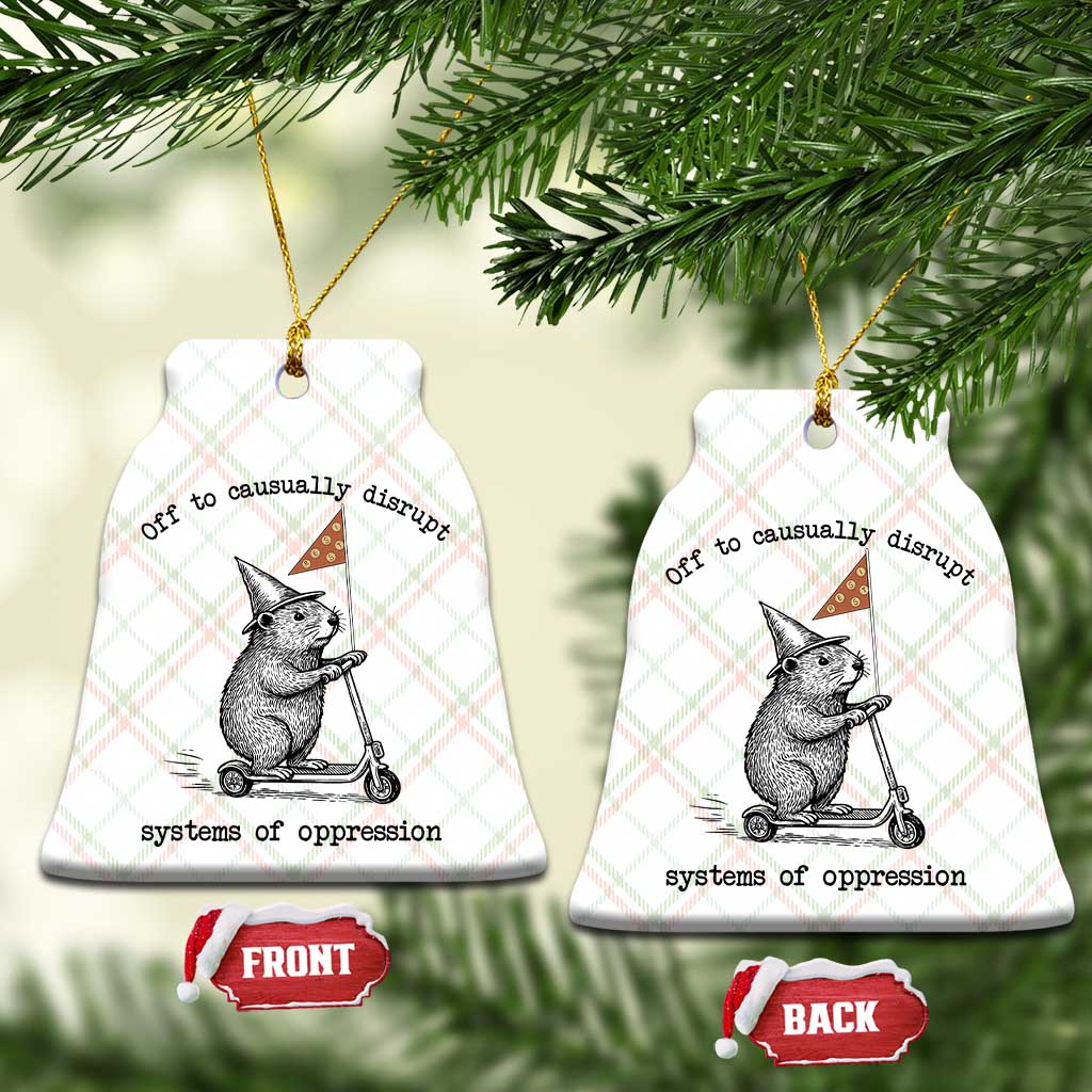 Funny Groundhog Scooter Meme Ceramic Ornament Off To Causually Disrupt System Of Oppression - Wonder Print Shop