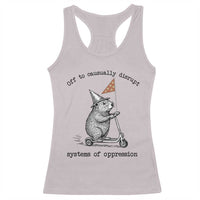 Funny Groundhog Scooter Meme Racerback Tank Top Off To Causually Disrupt System Of Oppression - Wonder Print Shop