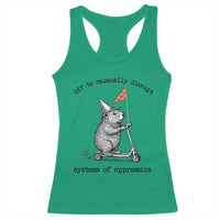 Funny Groundhog Scooter Meme Racerback Tank Top Off To Causually Disrupt System Of Oppression - Wonder Print Shop