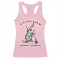 Funny Groundhog Scooter Meme Racerback Tank Top Off To Causually Disrupt System Of Oppression - Wonder Print Shop
