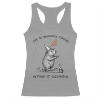 Funny Groundhog Scooter Meme Racerback Tank Top Off To Causually Disrupt System Of Oppression - Wonder Print Shop