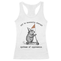 Funny Groundhog Scooter Meme Racerback Tank Top Off To Causually Disrupt System Of Oppression - Wonder Print Shop