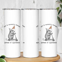 Funny Groundhog Scooter Meme Skinny Tumbler Off To Causually Disrupt System Of Oppression - Wonder Print Shop