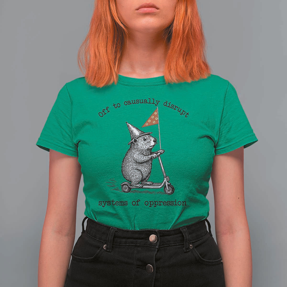 Funny Groundhog Scooter Meme T Shirt For Women Off To Causually Disrupt System Of Oppression - Wonder Print Shop