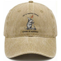 Funny Groundhog Scooter Meme Washed Cotton Baseball Cap Off To Causually Disrupt System Of Oppression