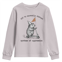 Funny Groundhog Scooter Meme Youth Sweatshirt Off To Causually Disrupt System Of Oppression - Wonder Print Shop