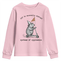 Funny Groundhog Scooter Meme Youth Sweatshirt Off To Causually Disrupt System Of Oppression - Wonder Print Shop