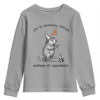 Funny Groundhog Scooter Meme Youth Sweatshirt Off To Causually Disrupt System Of Oppression - Wonder Print Shop