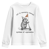 Funny Groundhog Scooter Meme Youth Sweatshirt Off To Causually Disrupt System Of Oppression - Wonder Print Shop