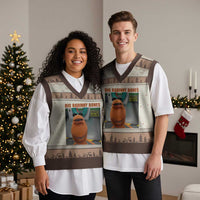 Marcus The Worm Meme V-Neck Knit Sweater Vest Big Badinky Bones - Wonder Print Shop