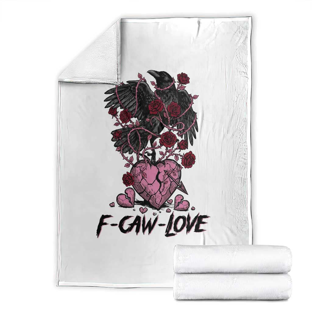 F Caw Love Throw Blanket Funny Anti Valentines Day Gothic Bird Meme
