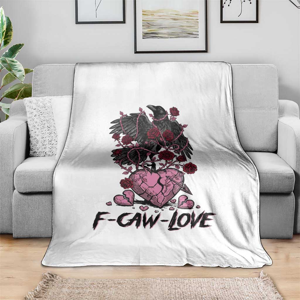 F Caw Love Throw Blanket Funny Anti Valentines Day Gothic Bird Meme
