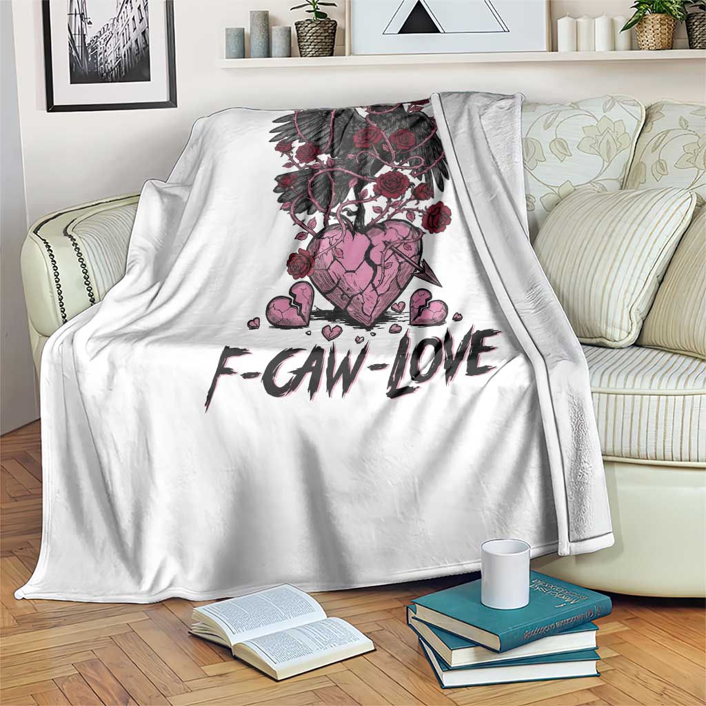 F Caw Love Throw Blanket Funny Anti Valentines Day Gothic Bird Meme