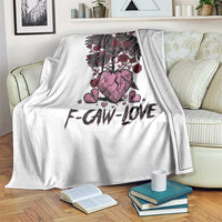 F Caw Love Throw Blanket Funny Anti Valentines Day Gothic Bird Meme