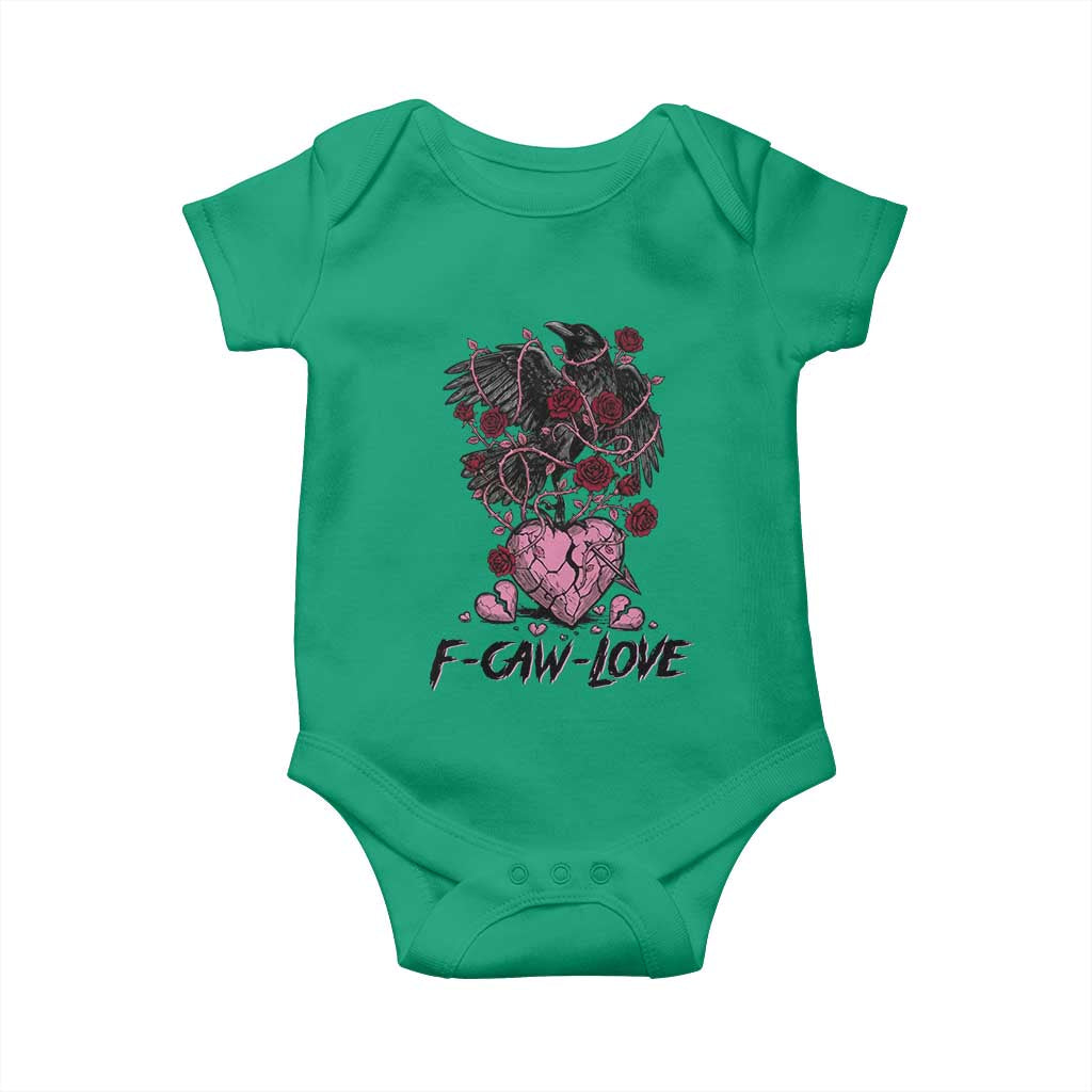 F Caw Love Baby Onesie Funny Anti Valentines Day Gothic Bird Meme