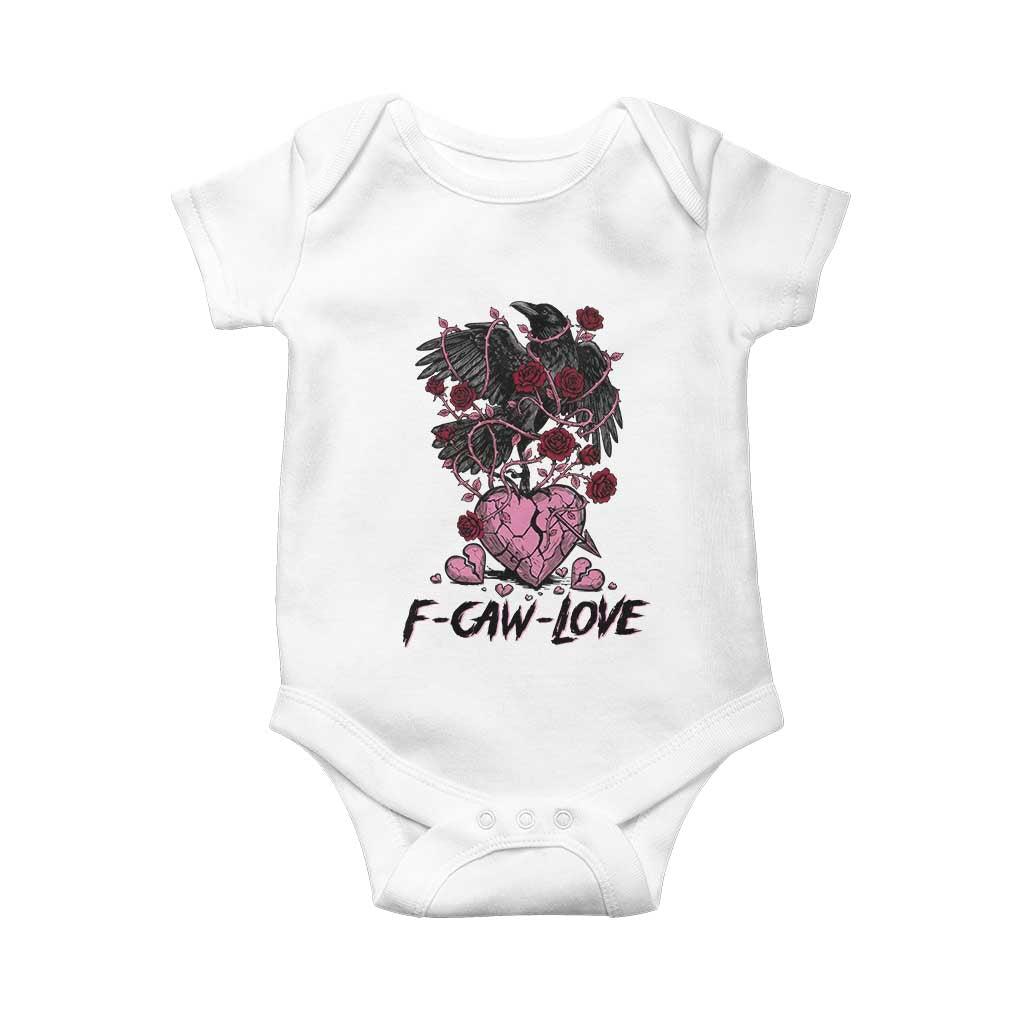 F Caw Love Baby Onesie Funny Anti Valentines Day Gothic Bird Meme
