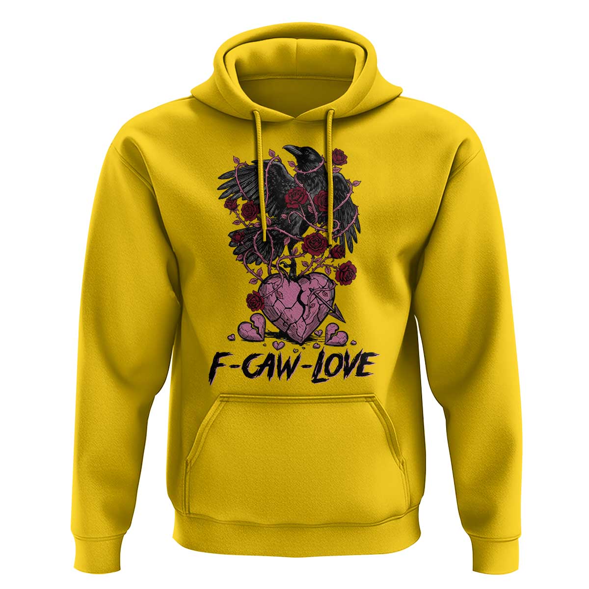 F Caw Love Hoodie Funny Anti Valentines Day Gothic Bird Meme