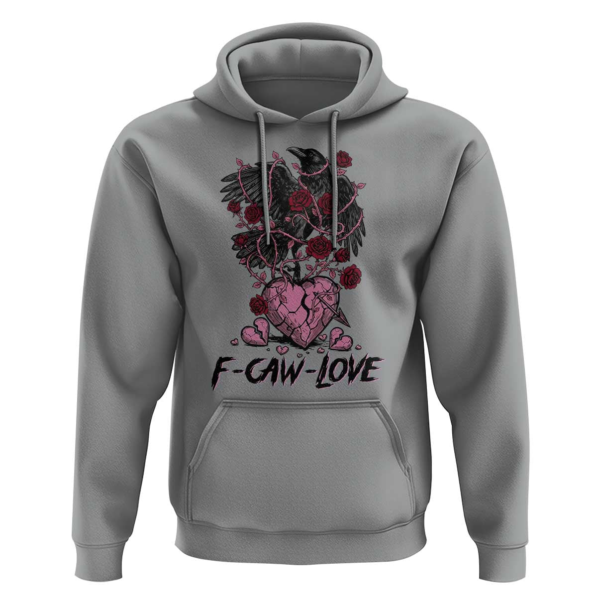 F Caw Love Hoodie Funny Anti Valentines Day Gothic Bird Meme