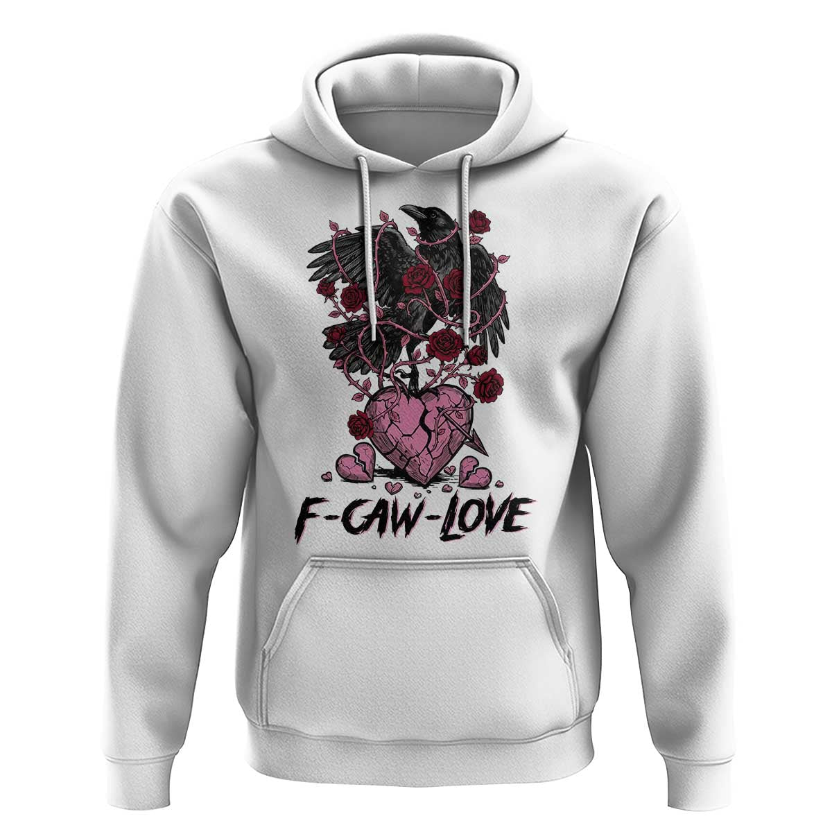 F Caw Love Hoodie Funny Anti Valentines Day Gothic Bird Meme