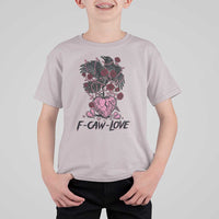F Caw Love T Shirt For Kid Funny Anti Valentines Day Gothic Bird Meme