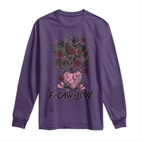 F Caw Love Long Sleeve Shirt Funny Anti Valentines Day Gothic Bird Meme