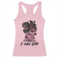 F Caw Love Racerback Tank Top Funny Anti Valentines Day Gothic Bird Meme