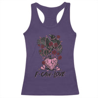 F Caw Love Racerback Tank Top Funny Anti Valentines Day Gothic Bird Meme