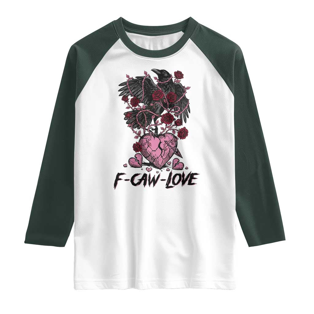 F Caw Love Raglan Shirt Funny Anti Valentines Day Gothic Bird Meme