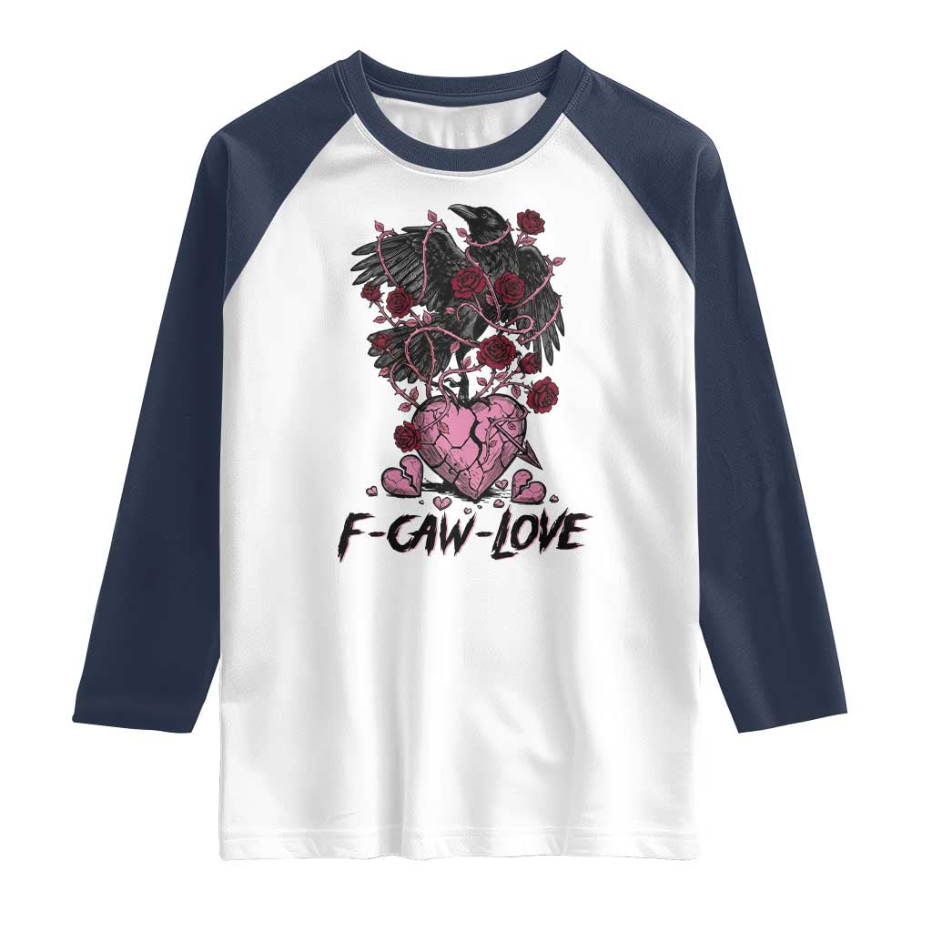 F Caw Love Raglan Shirt Funny Anti Valentines Day Gothic Bird Meme