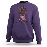 F Caw Love Sweatshirt Funny Anti Valentines Day Gothic Bird Meme
